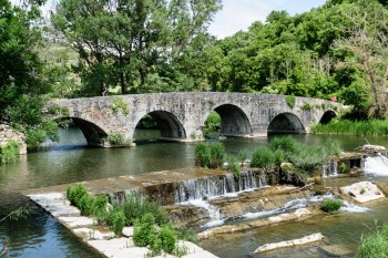 Another view of the medieval bridge over the river Ulzama