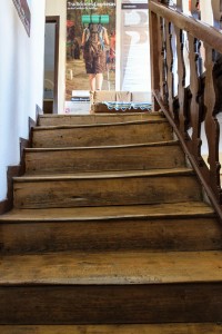 Well-worn albergue stairs, Municipal Albergue, Mansilla de las Mulas