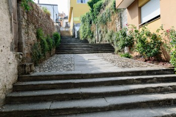 The Pilgrim Steps (Escalinata Maior) of Sarria.  These well-worn granite steps have been climbed by millions of pilgrims over the centuries.